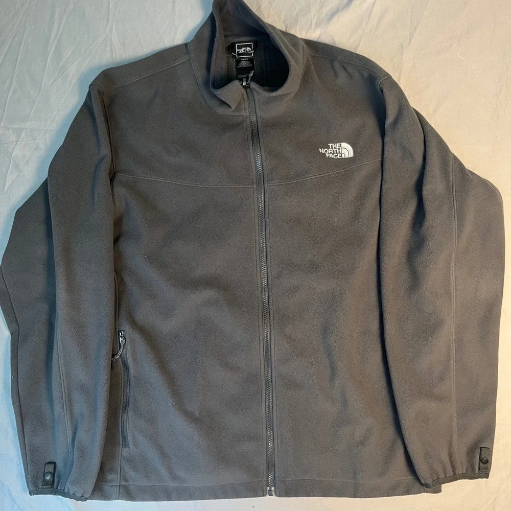 The North Face Mens XL Full Zip Fleece Jacket Charcoal Gray A6GZ FA13 Mock Neck
